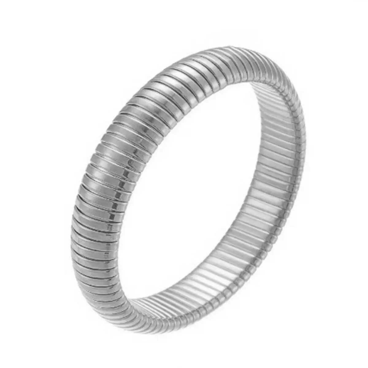 Waterproof Stainless Steel Retro Elasticity Thick Metal Polish Bracelet