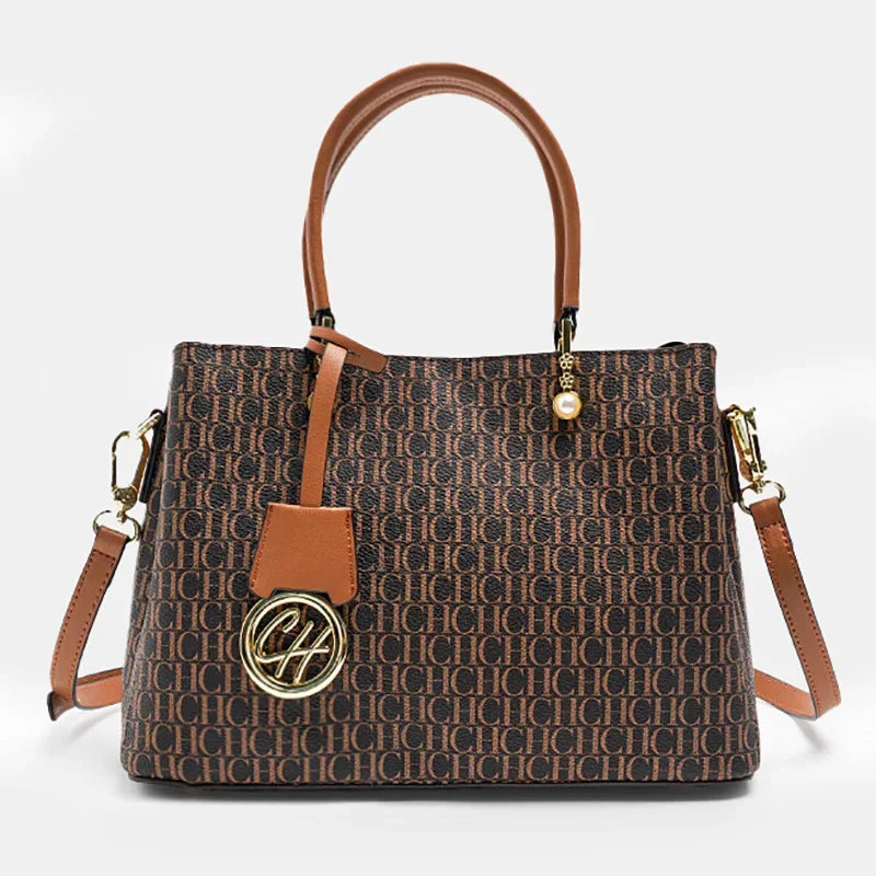 Light Luxury Brand Letter Print Handbag with Letter Pendant Design Unique and Elegant Popular Fashion Niche High Quality