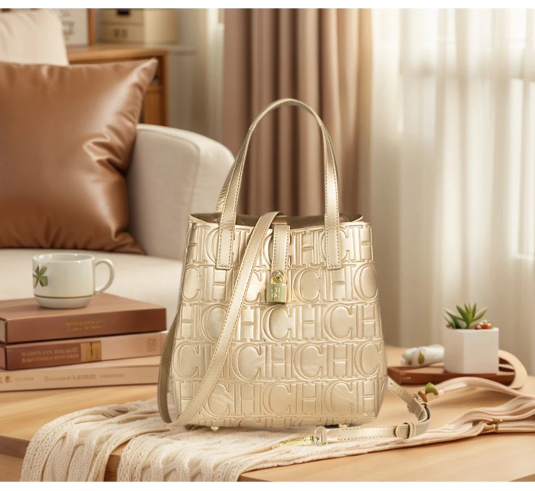 Classic PU Leather Bucket Tote Bag