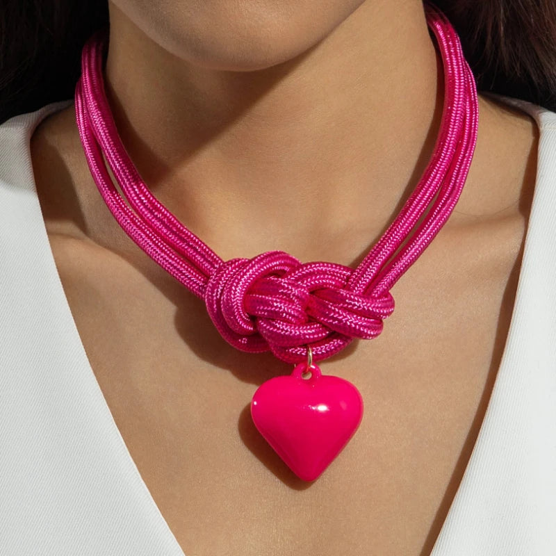 Boho Rose Heart Pendant Necklace
