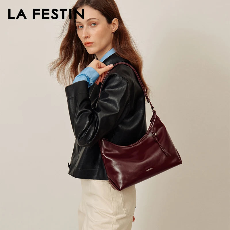 LA FESTIN Retro Leather Crossbody Bag
