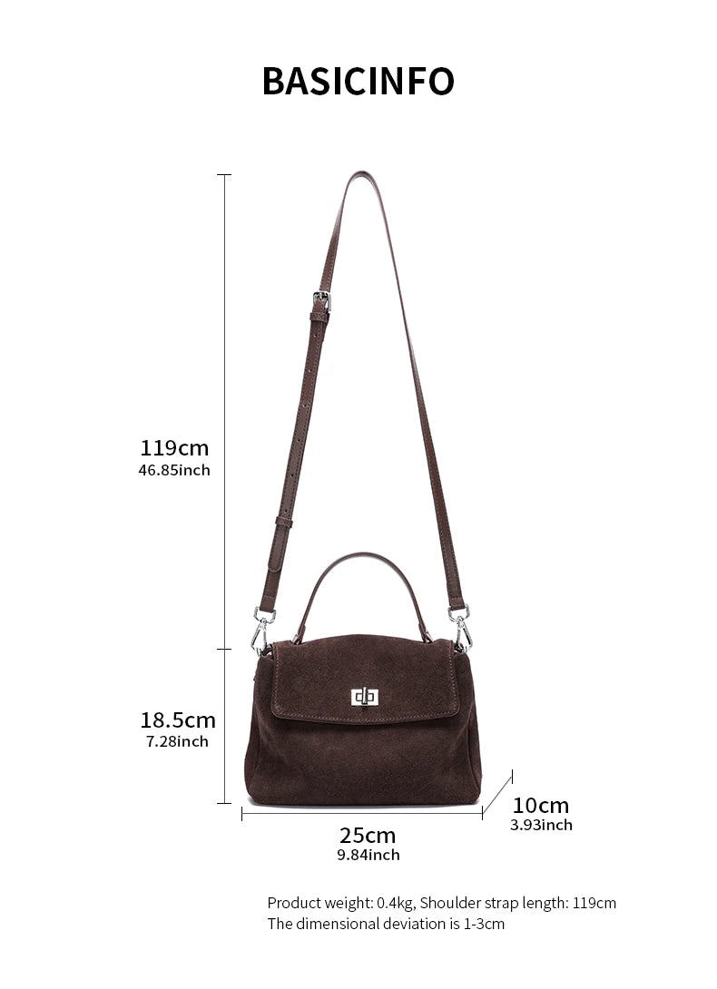 Natural Suede Leather Crossbody Bag