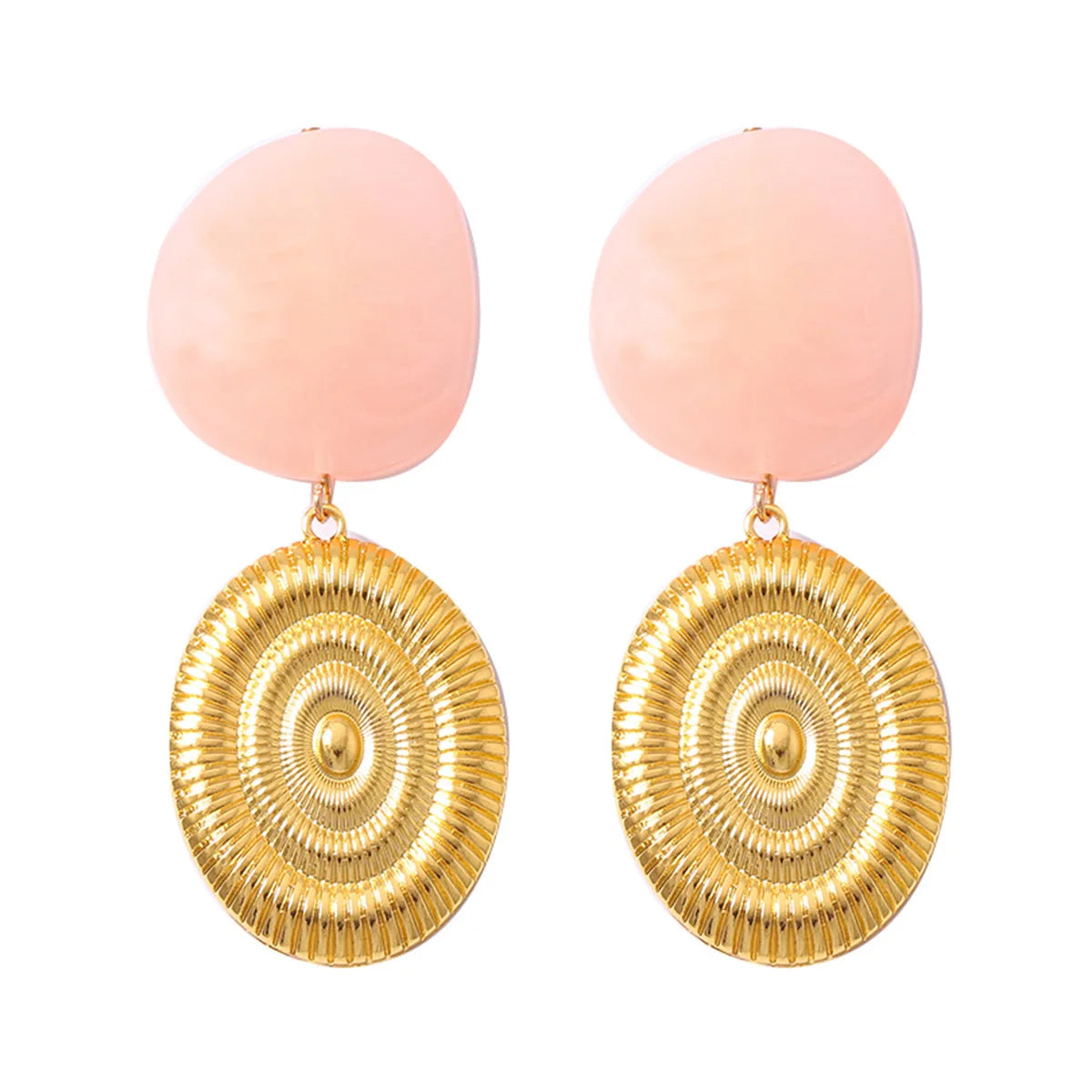 Irregular Geometric Resin Pendant Earrings for Women Ladies Temperament Vintage Metal Shell Drop Earrings Jewelry Accessories