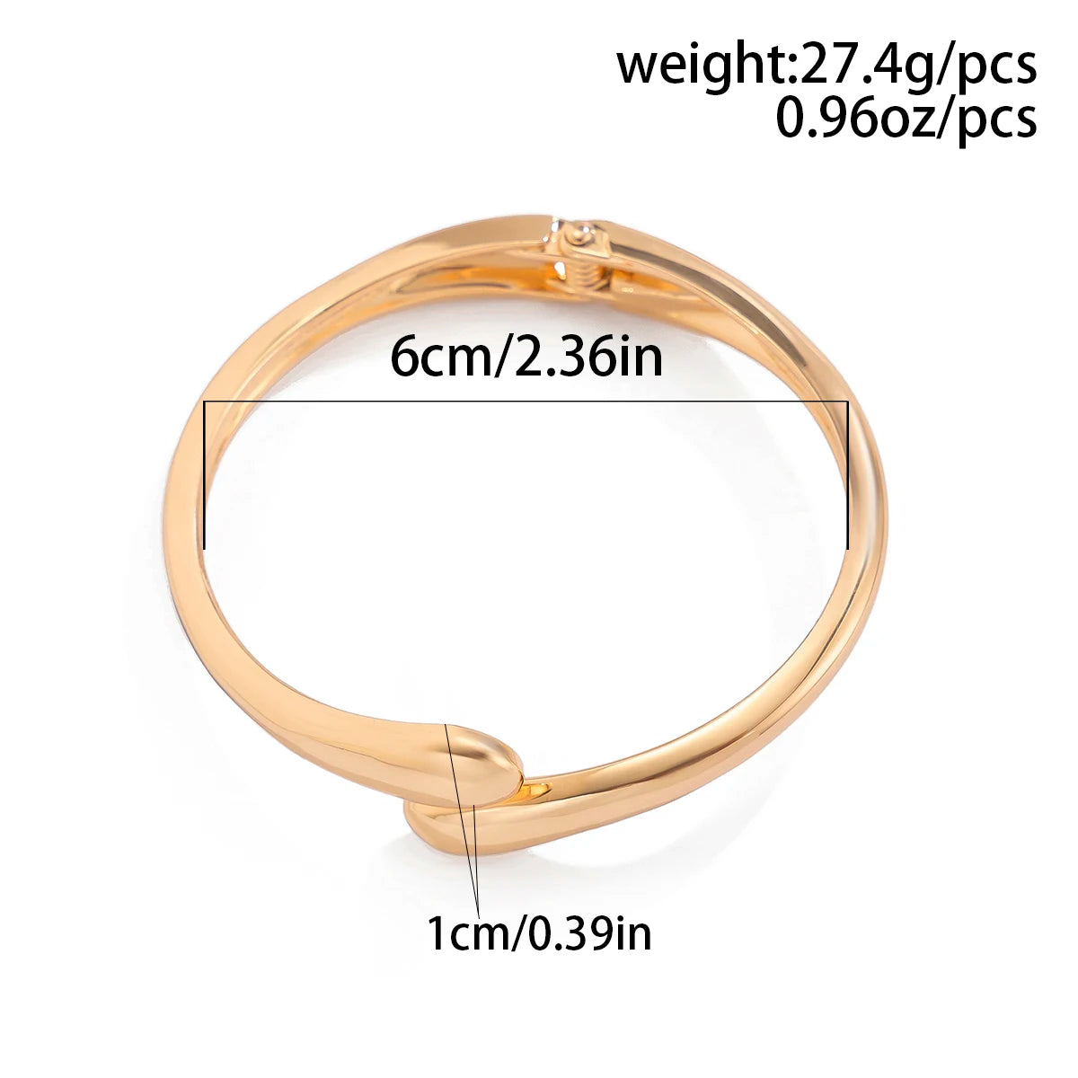 Creative Water Drop Wide Metal Bangle Gold Color Geometric Twisted Bracelets