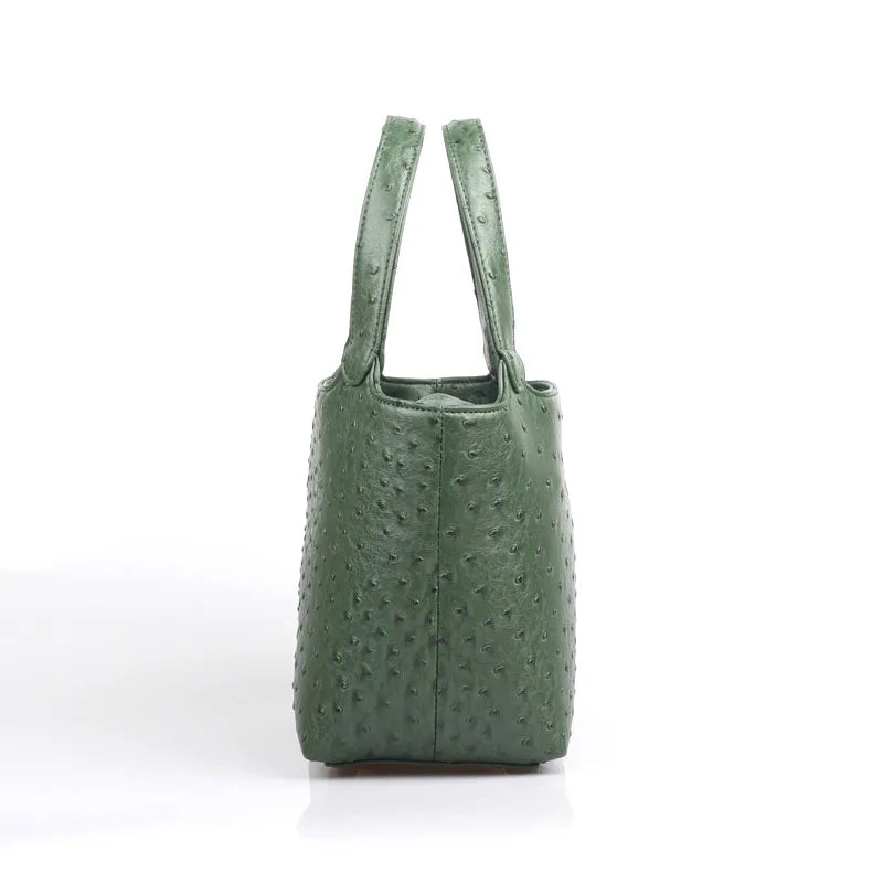 Luxury ostrich-patterned multipurpose tote. 