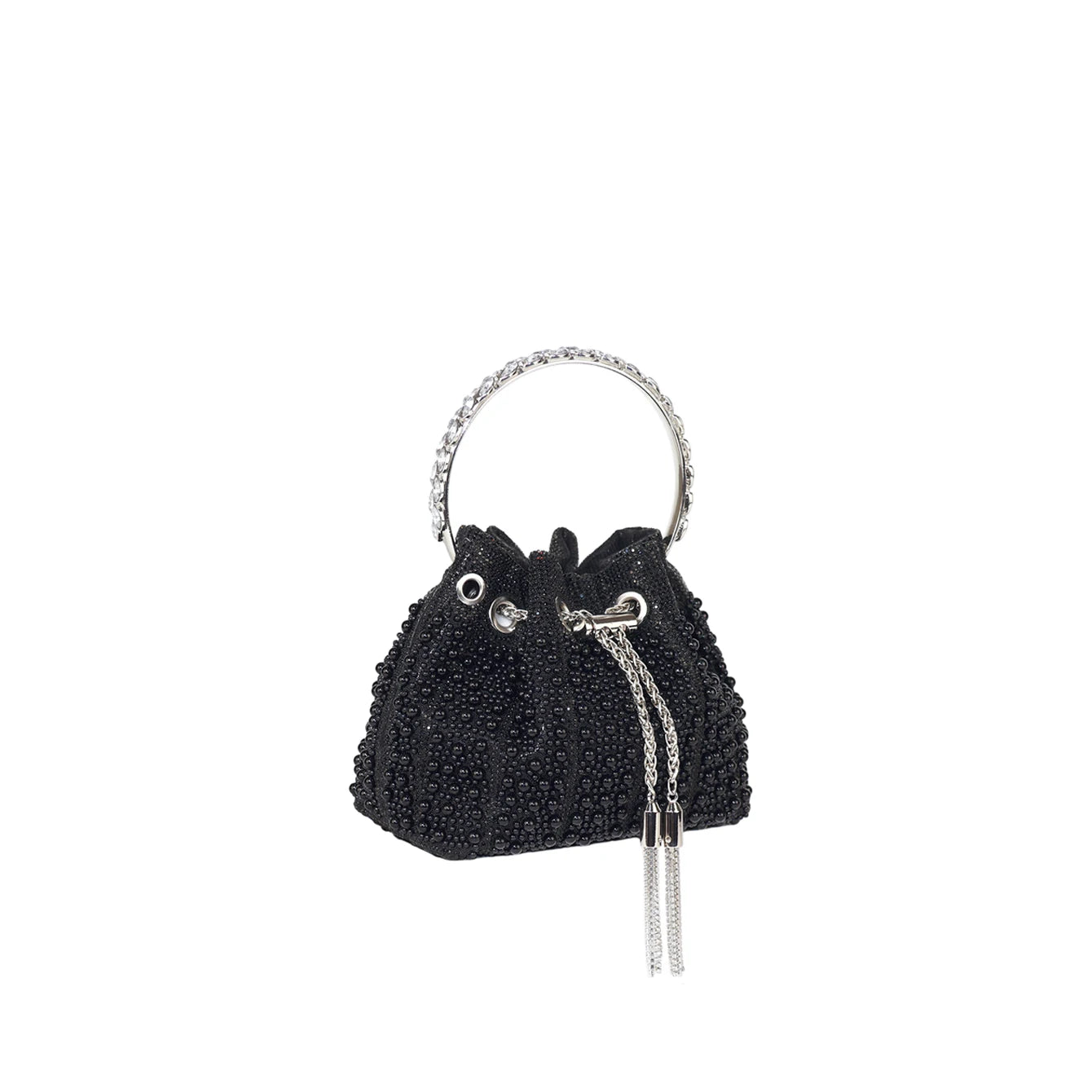 Multicolor Rhinestone Pearl Bucket Bag  luxury bags designers Ring Handle Drawstring Handle Evening Clutch For Wedding Party