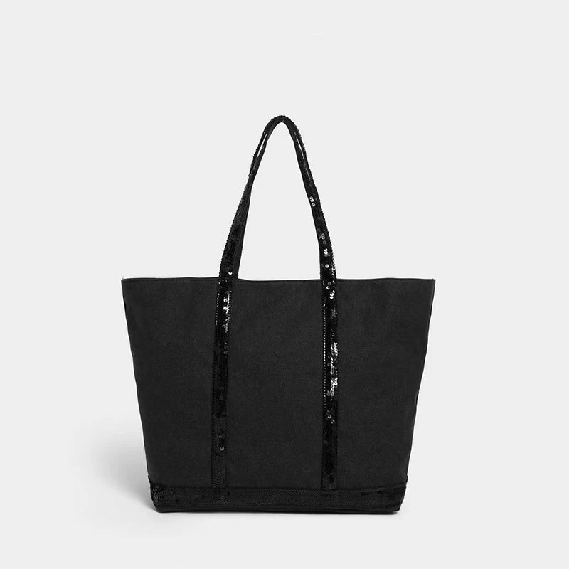 Retro Canvas Sequin Tote Bag