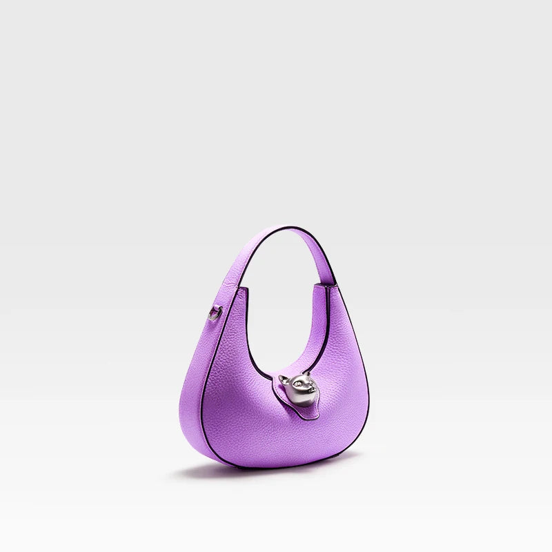 Purple Leather Shoulder Bag