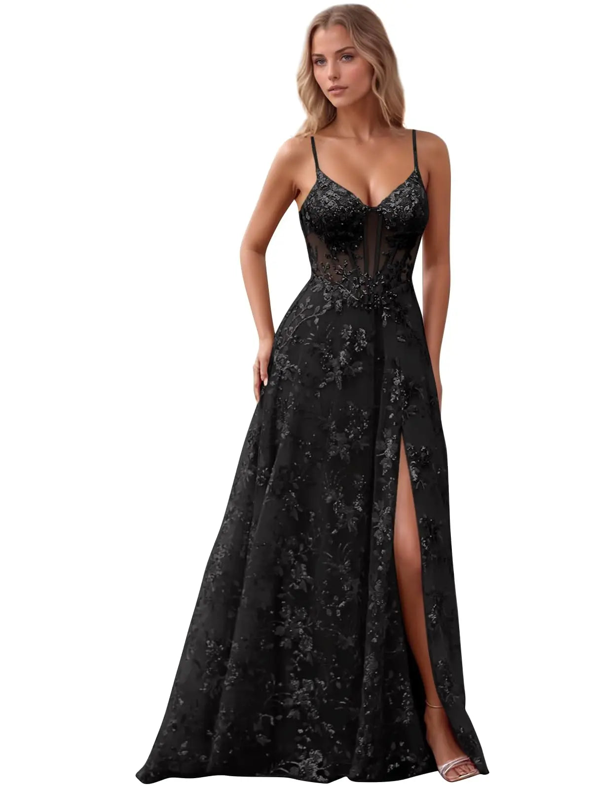 Spaghetti Strap Sequin Prom Dress
