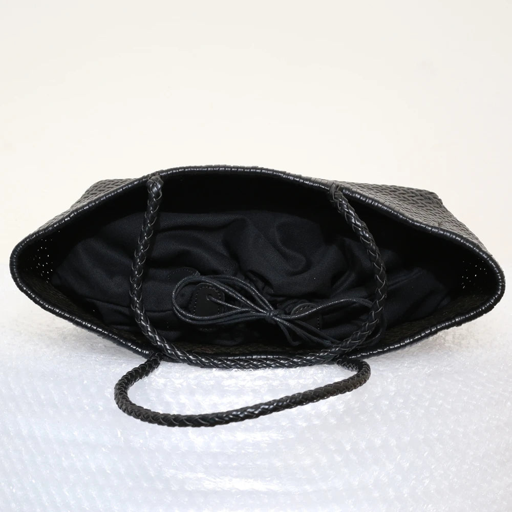 Genuine Leather Woven Tote Bag