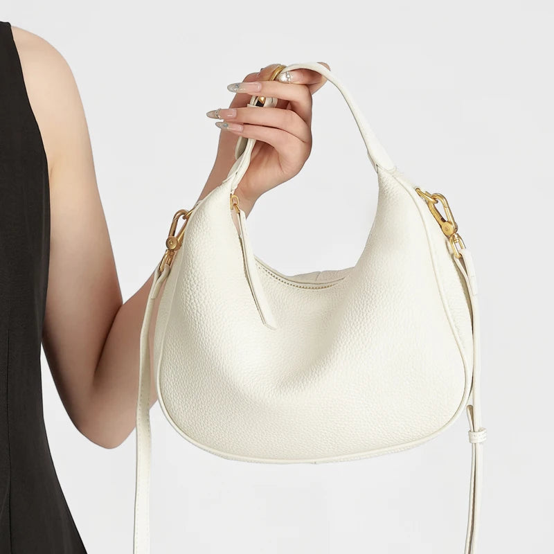 Genuine Cowhide Mini Hobo Crossbody Bag