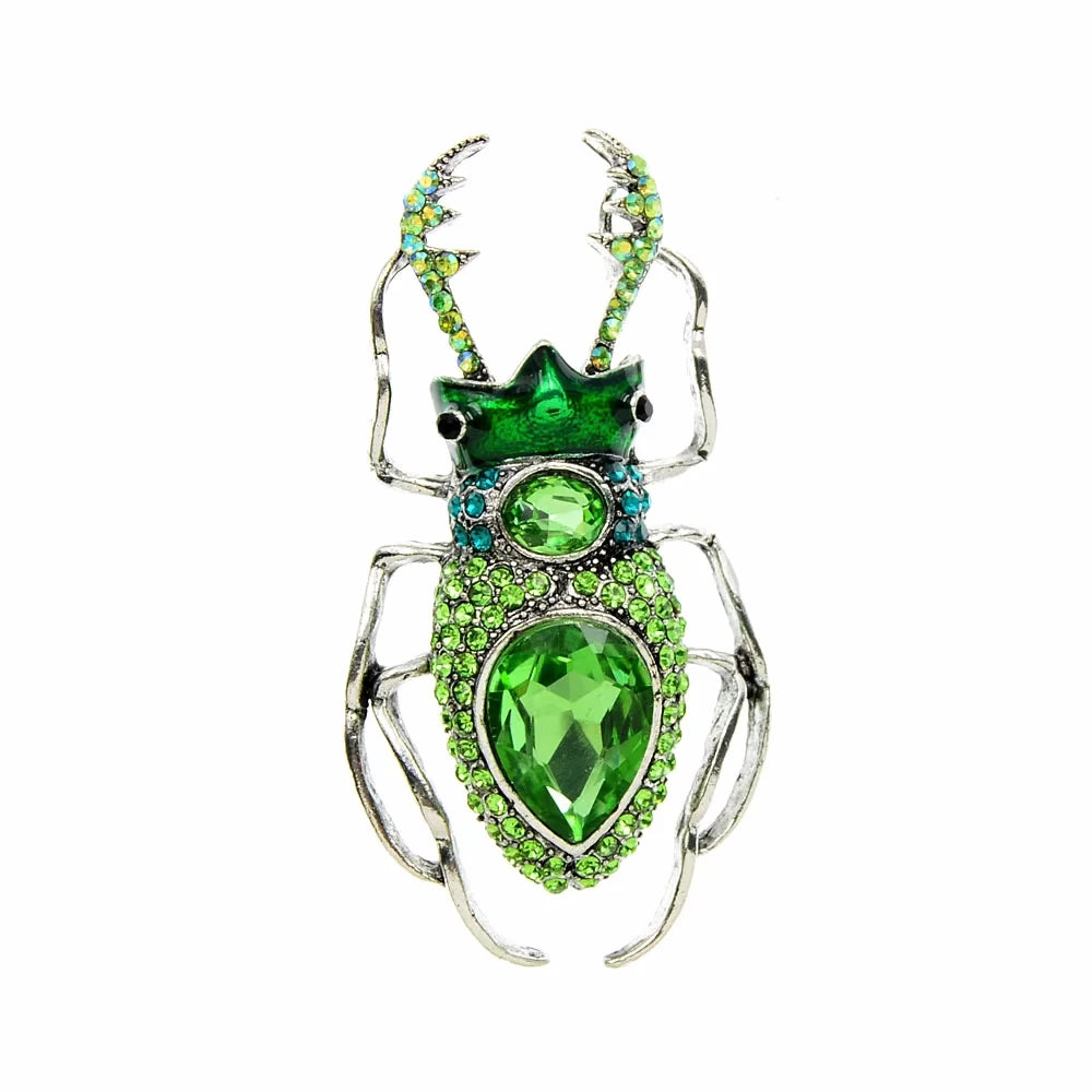 SKEDS Women Full Crystal Exquisite Beetle Brooch Badges Fashion Luxury High-end Elegant Lady Insect Pin Accessories