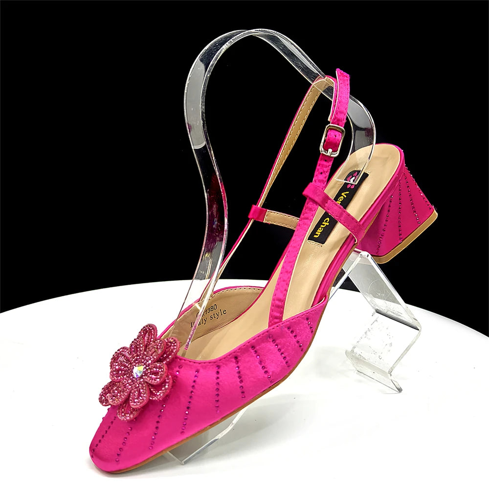 Party Shoes and Bag Heel Decoration Pure Elegant Flower
