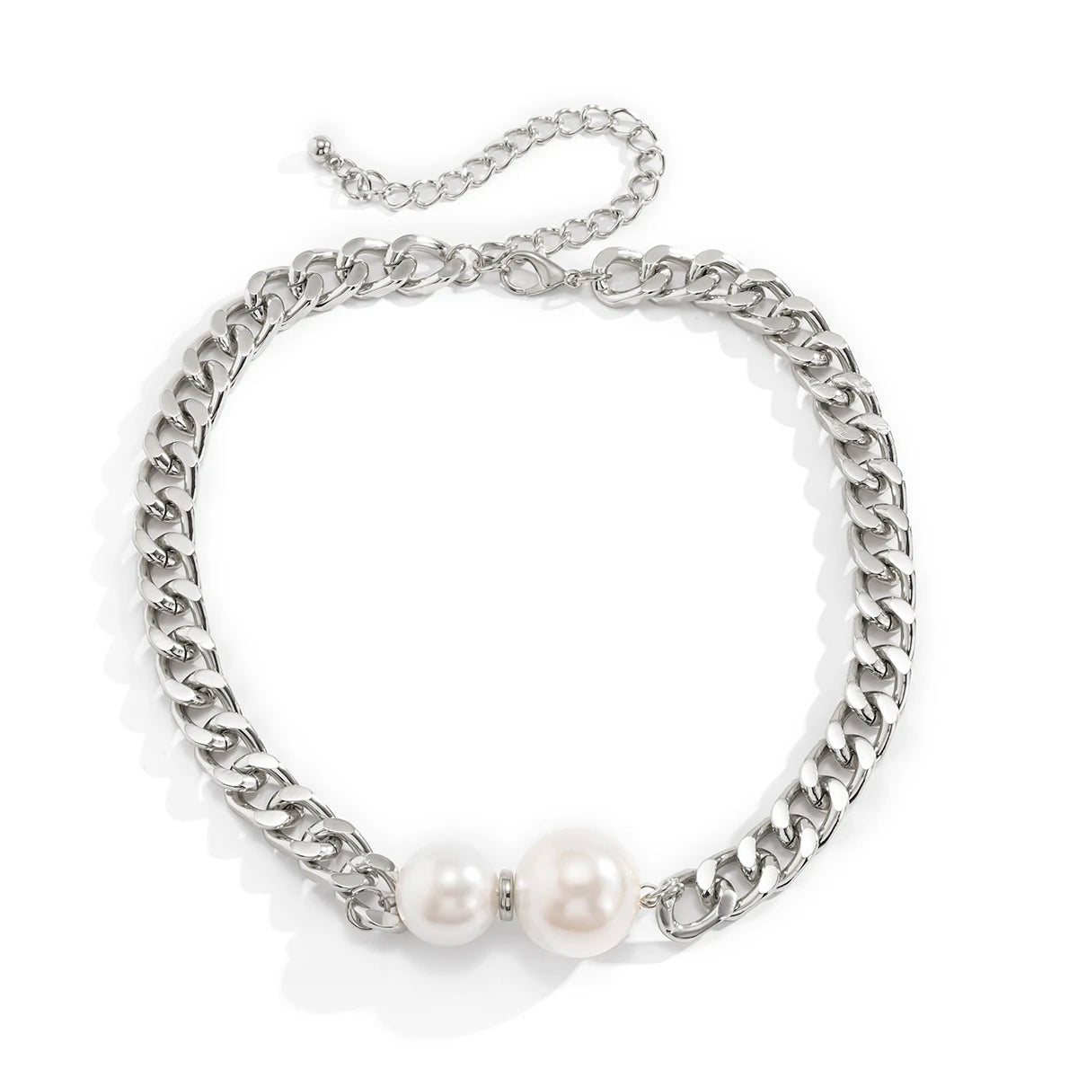 Vintage Pearl Cuban Chain Necklace