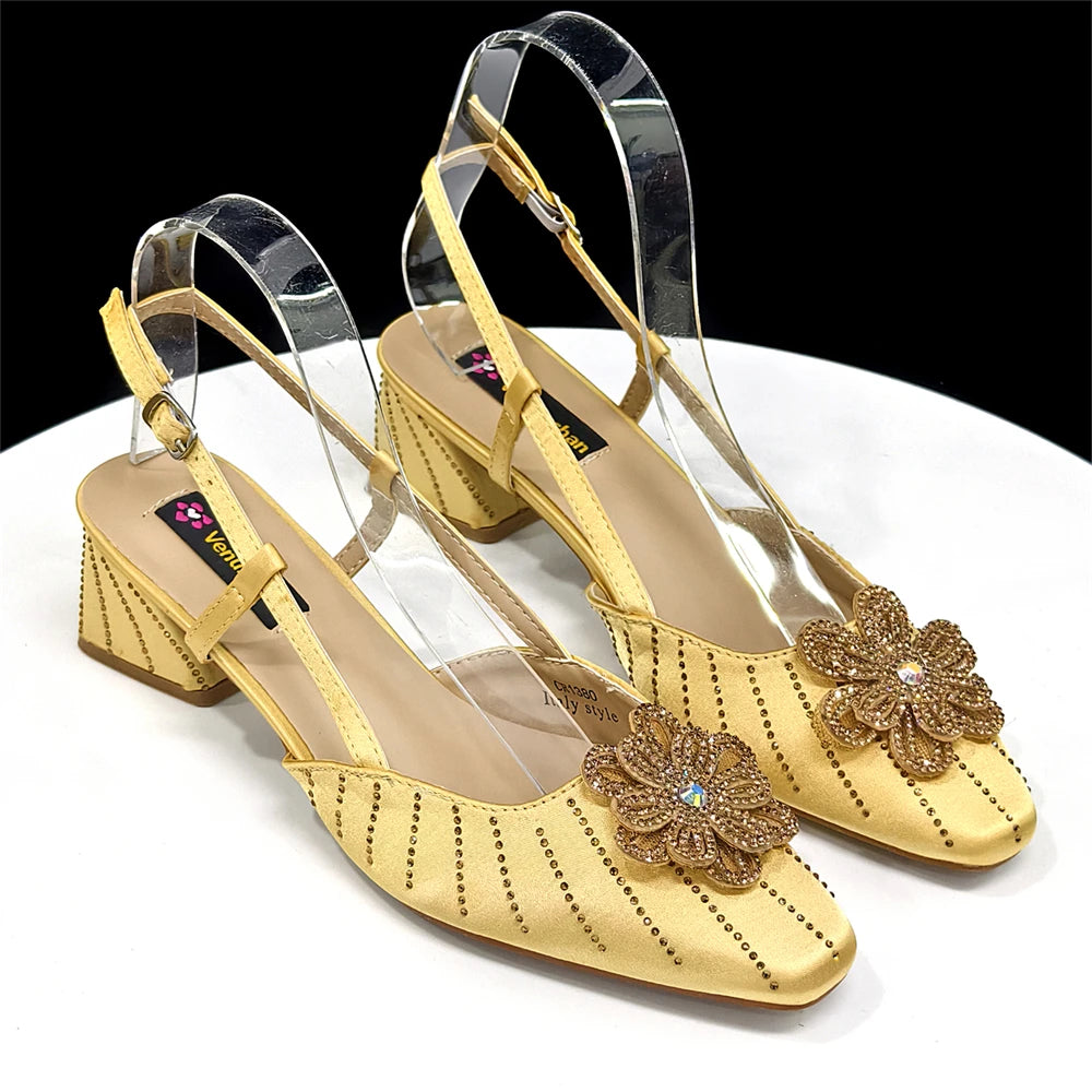 Party Shoes and Bag Heel Decoration Pure Elegant Flower