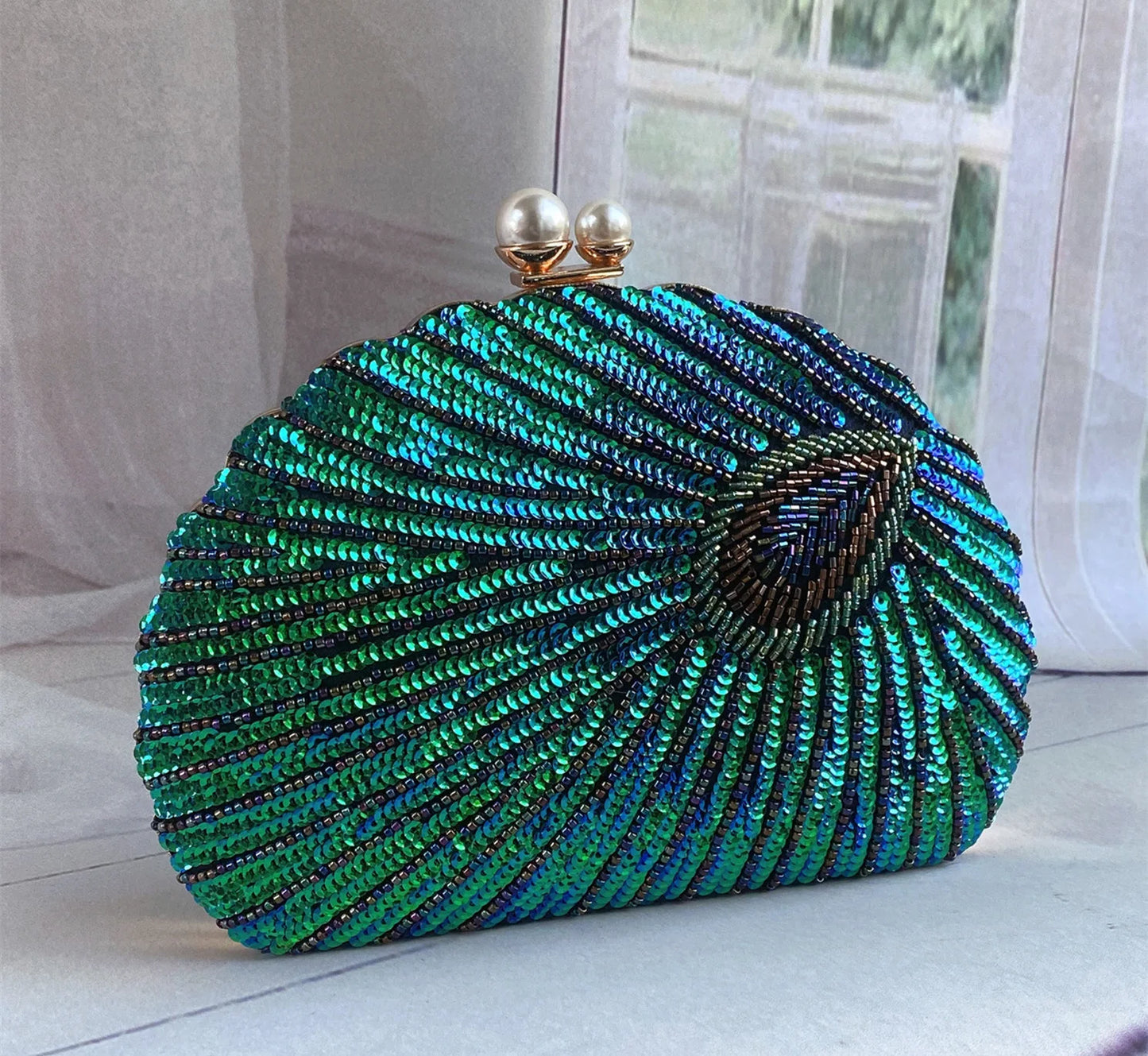 Retro Chinese Style Heavy Craft Beaded Embroidery Bag Evening
