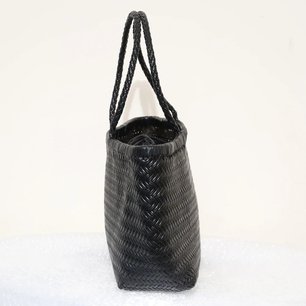 Genuine Leather Woven Tote Bag