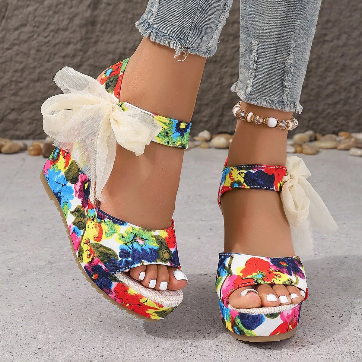 Comfortable Wedge Sandals Heel Buckle Fish Beak Sandals Waterproof