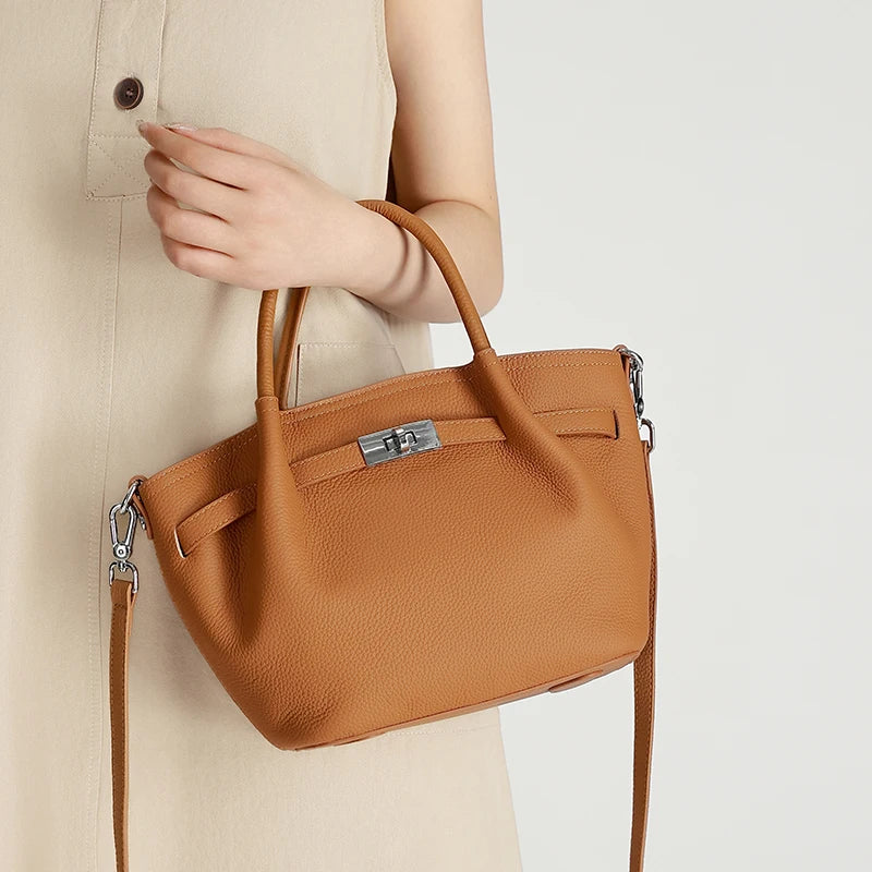 Genuine Leather Bucket Crossbody Bag