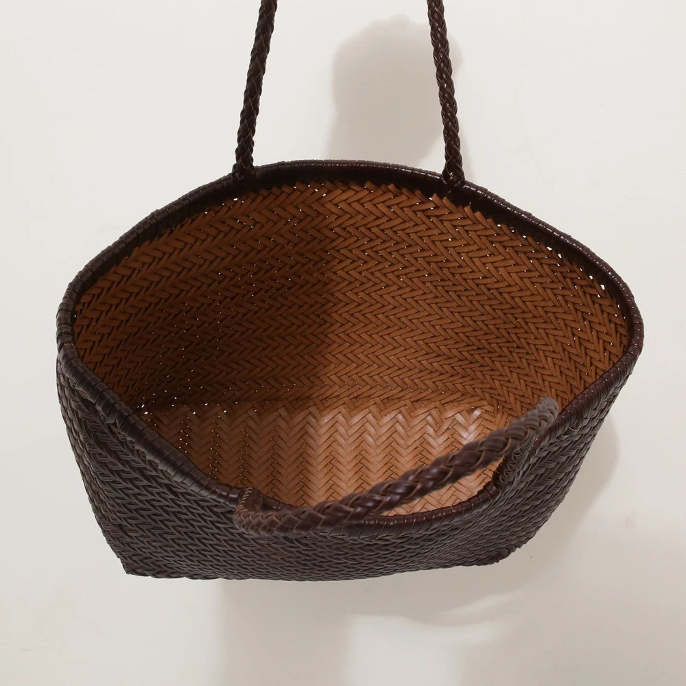 Genuine Leather Woven Tote Bag