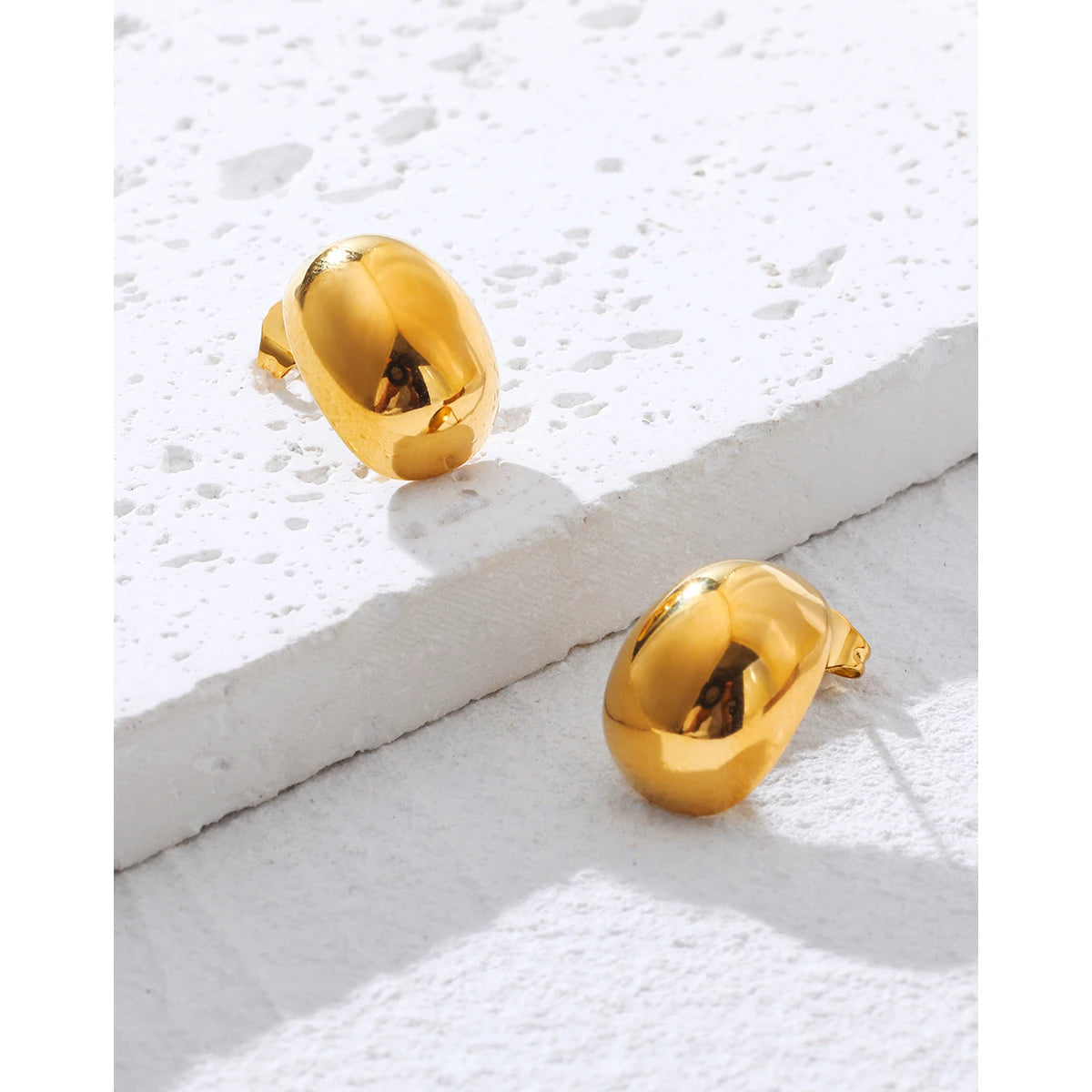 Polished Gold-Plated Stud Earrings