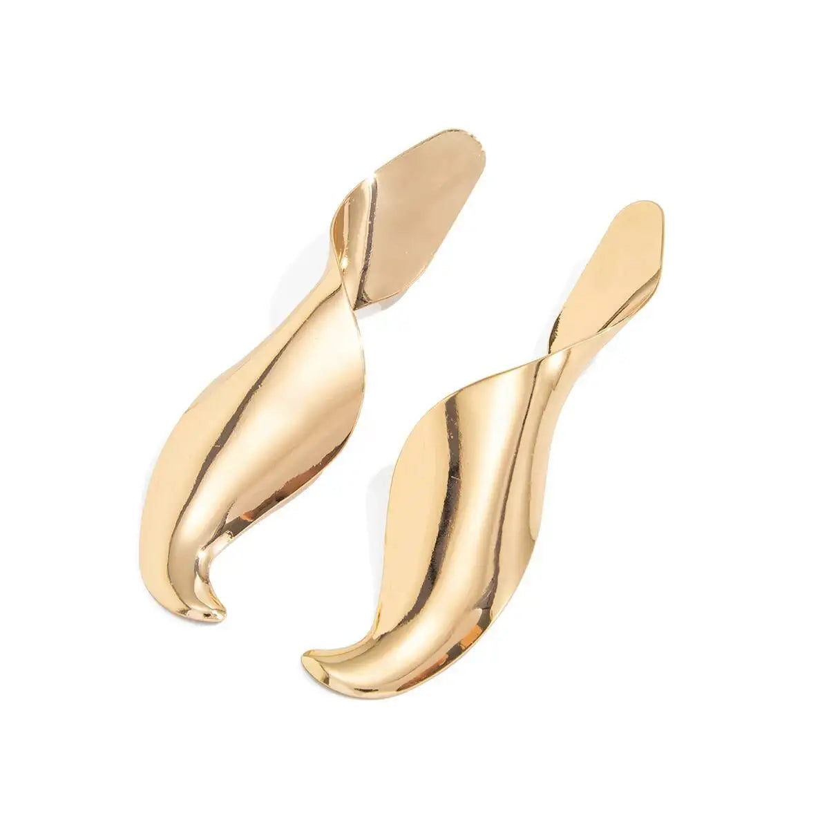Punk Style Glossy Metal Geometric Pendent Earrings Exaggerated Gold