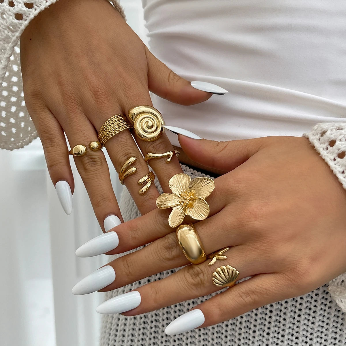 Petal Flower Ring Set