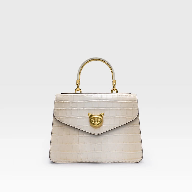 Crocodile Leather Top Handle Bag