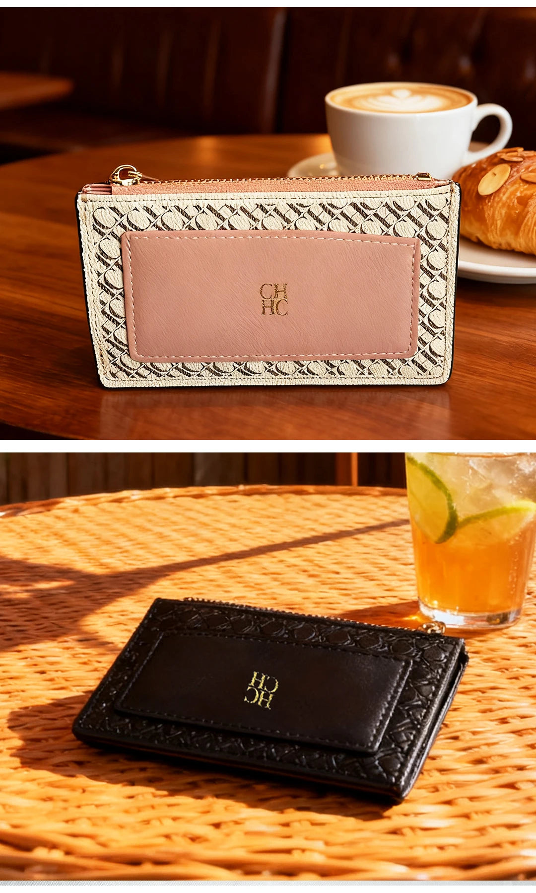 Embossed PU Leather Card Holder Zipper Coin Purse Slim