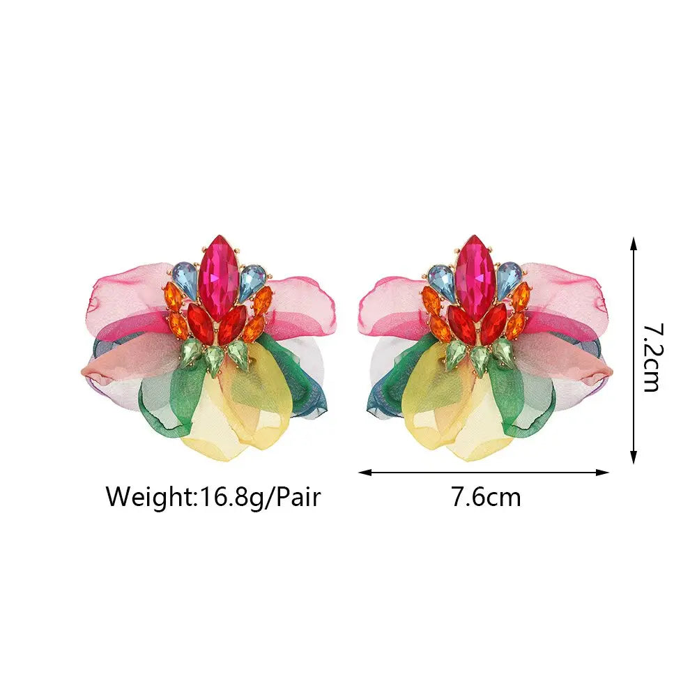 Exaggerated Bohemian Big Earrings Charming Elegant Ethnic Handmade Fabric