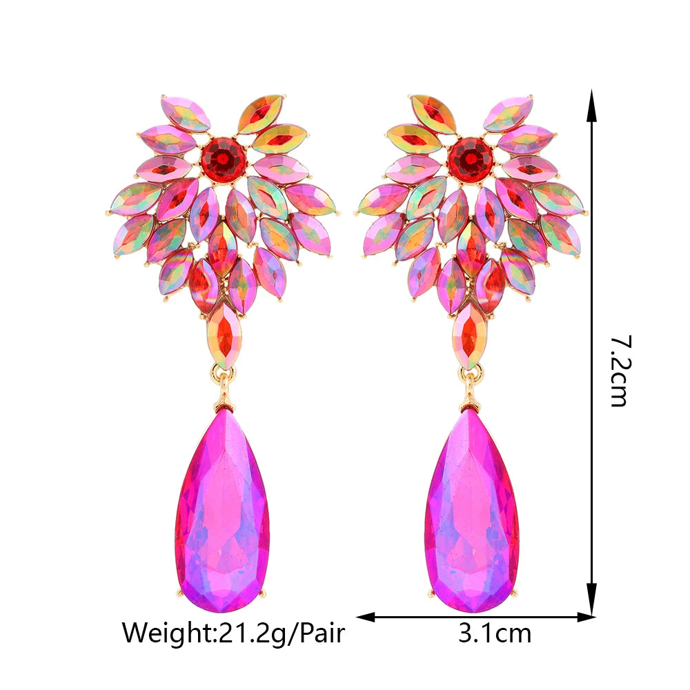 Elegant Leaves Teardrop Dangle Earrings for WomLuxury Design Sparkly