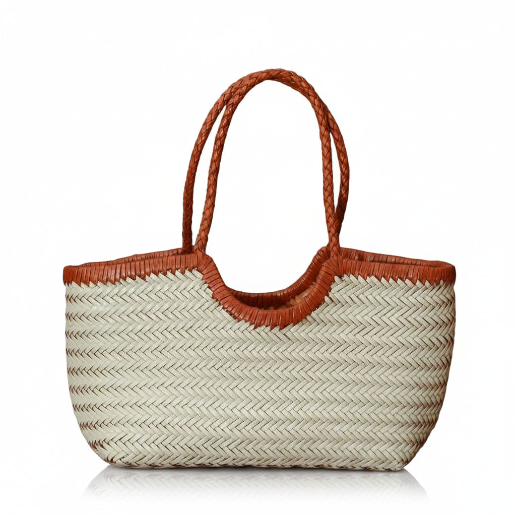 Genuine Leather Woven Tote Bag