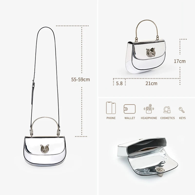 Silver Leather Evening Bag