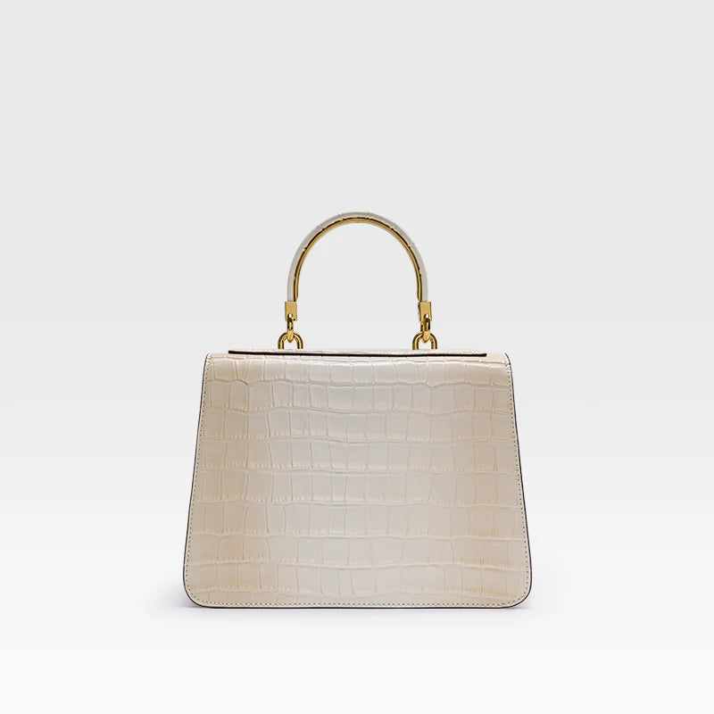 Crocodile Leather Top Handle Bag