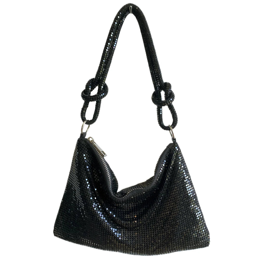 Sequin Handle Evening Clutch Bag