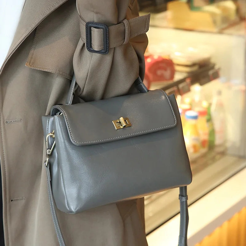 Genuine Leather Oil Wax Satchel Bag