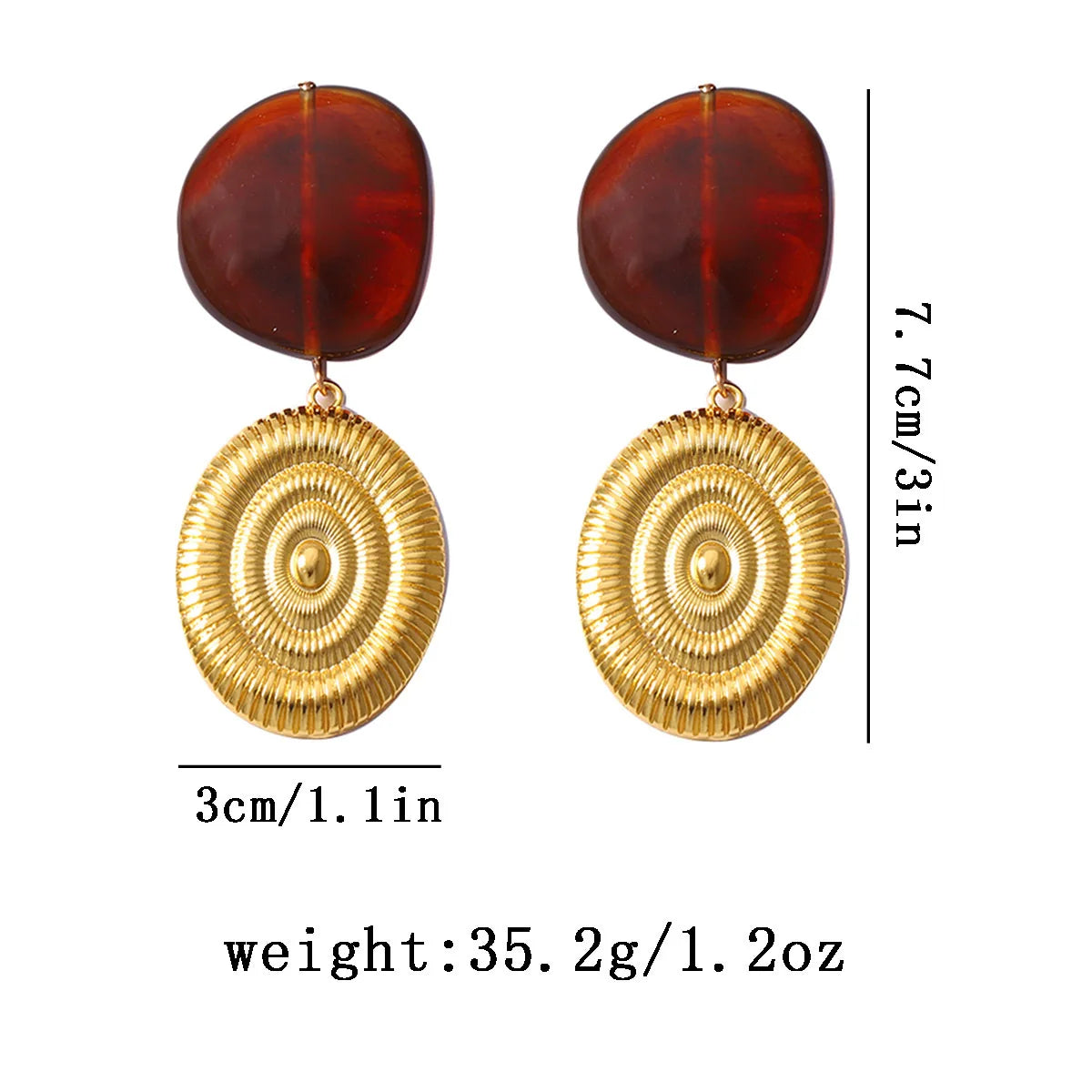 Irregular Geometric Resin Pendant Earrings for Women Ladies Temperament Vintage Metal Shell Drop Earrings Jewelry Accessories
