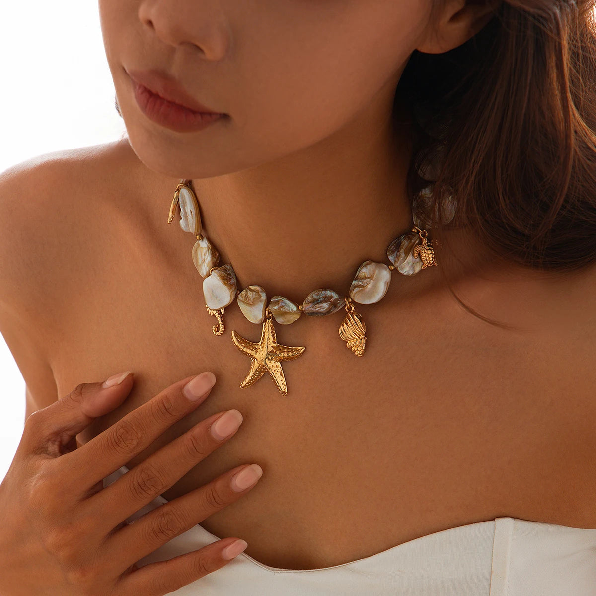 Starfish Conch Pendant Choker
