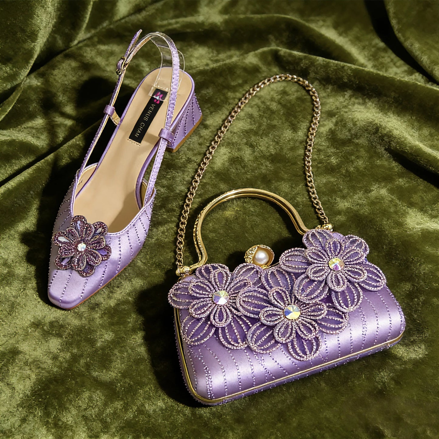 Party Shoes and Bag Heel Decoration Pure Elegant Flower