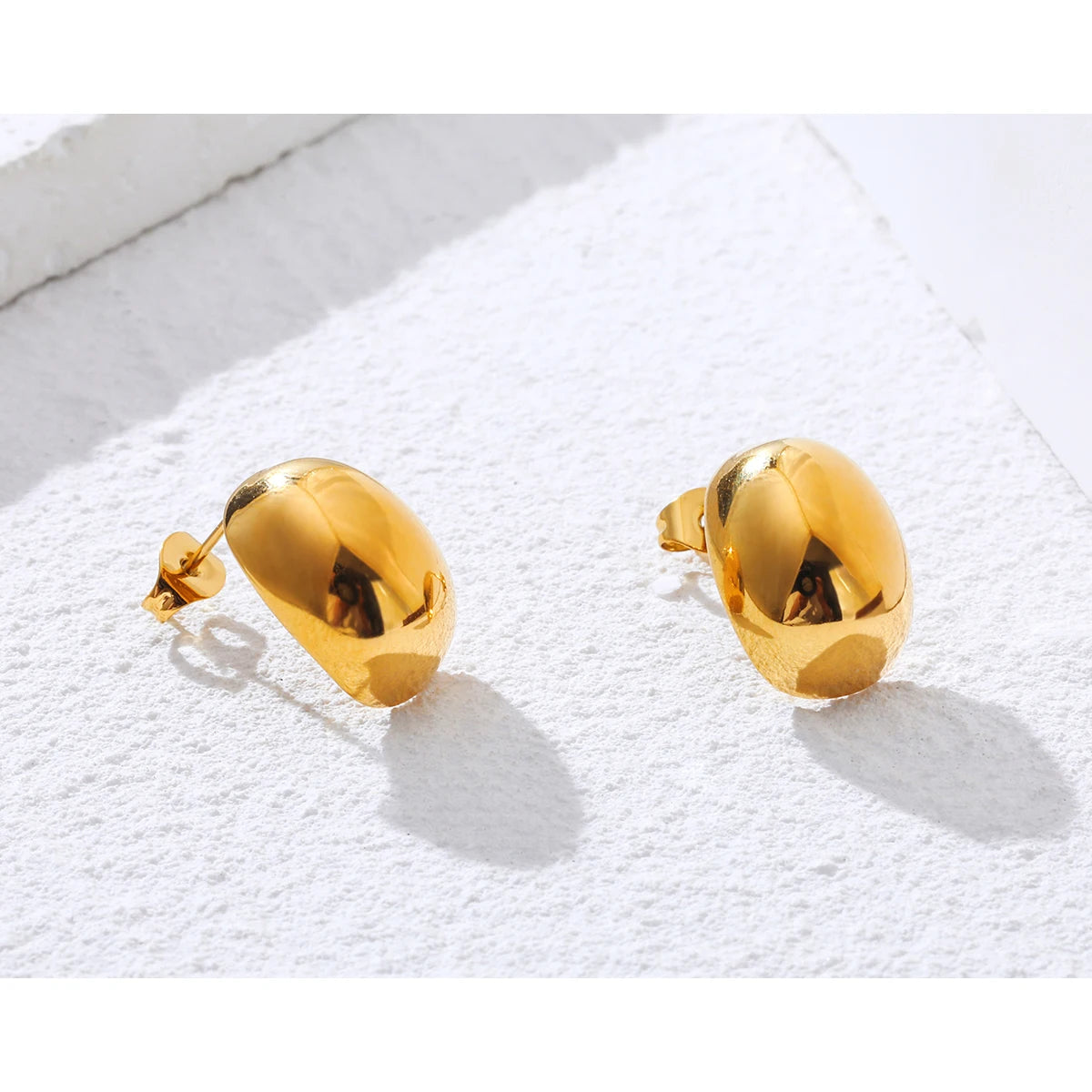 Polished Gold-Plated Stud Earrings