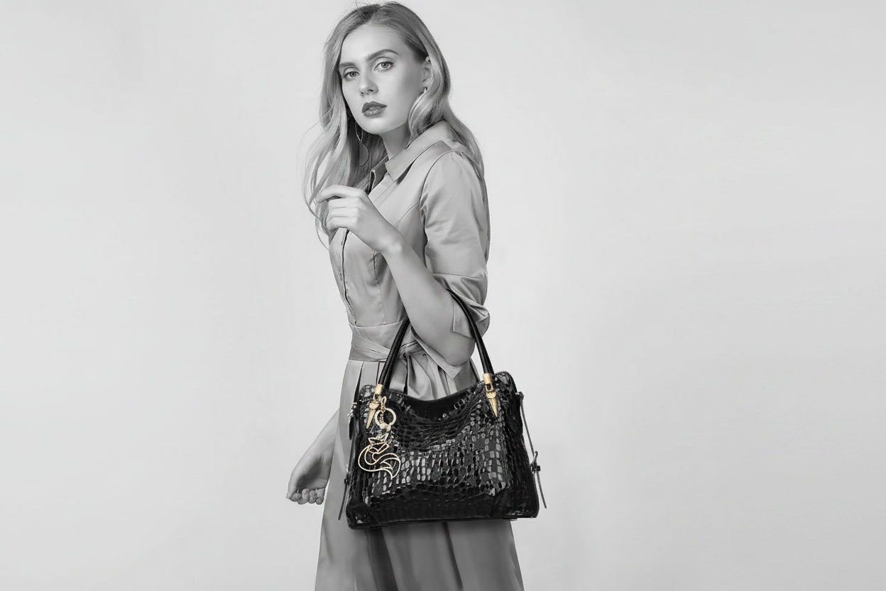 FOXER Women’s Large Sequin Leather Tote Bag