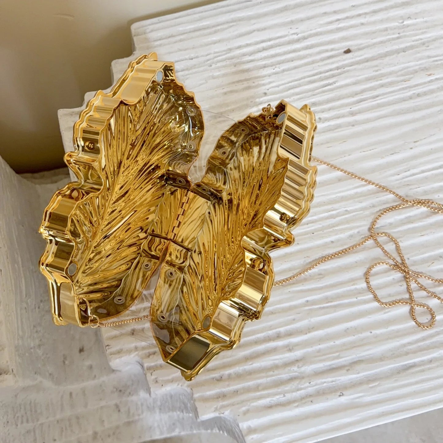 Golden Leaf Acrylic Clutch Bag