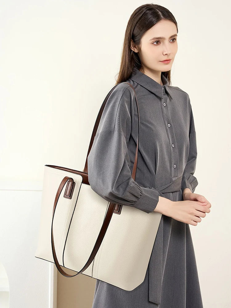 Zency Genuine Leather Large Work Tote Bag