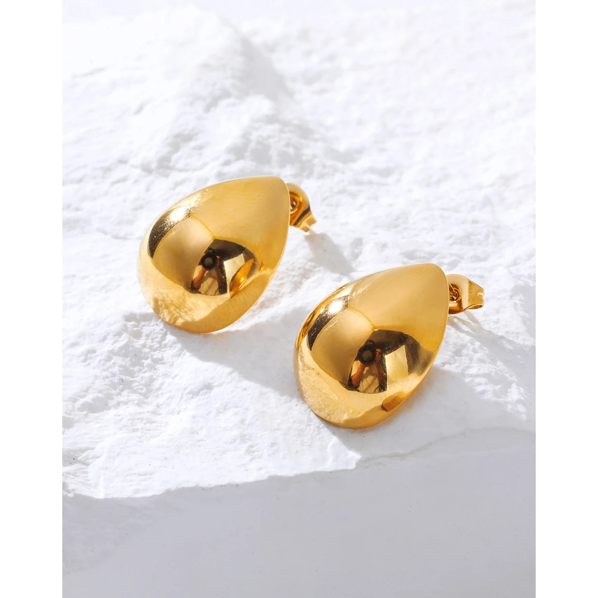 Polished Gold-Plated Drop Earrings