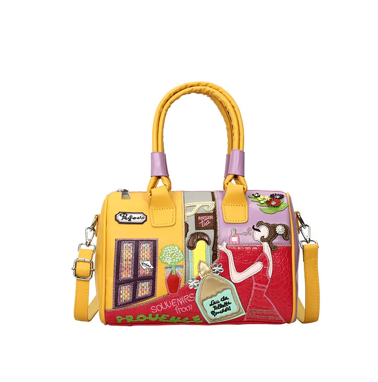 PU Personality Stylish Shoulder Bags Design Patchwork Zipper Bags