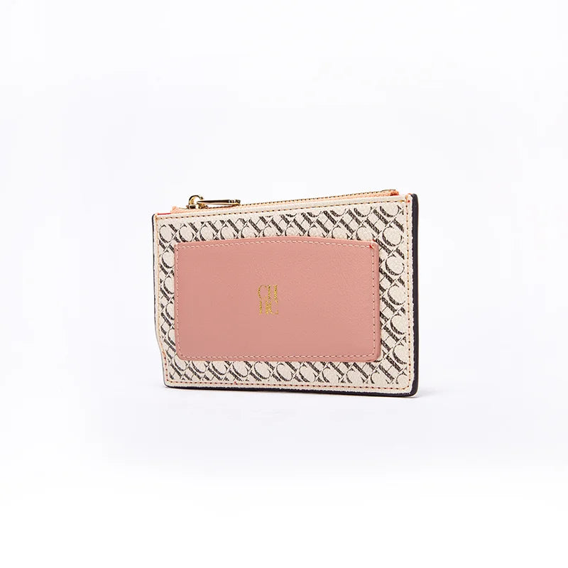 Embossed PU Leather Card Holder Zipper Coin Purse Slim