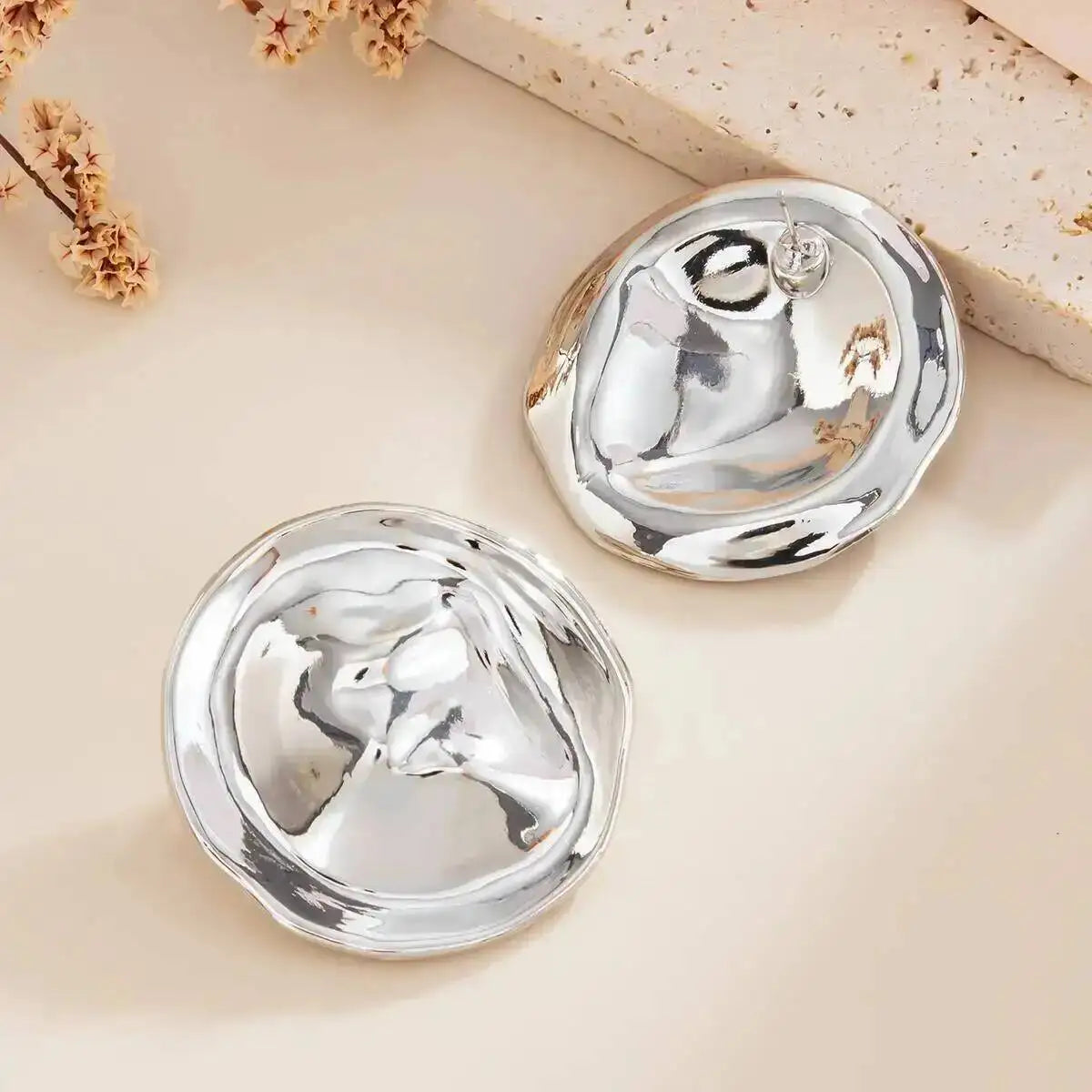 Geometric Round Stud Earrings