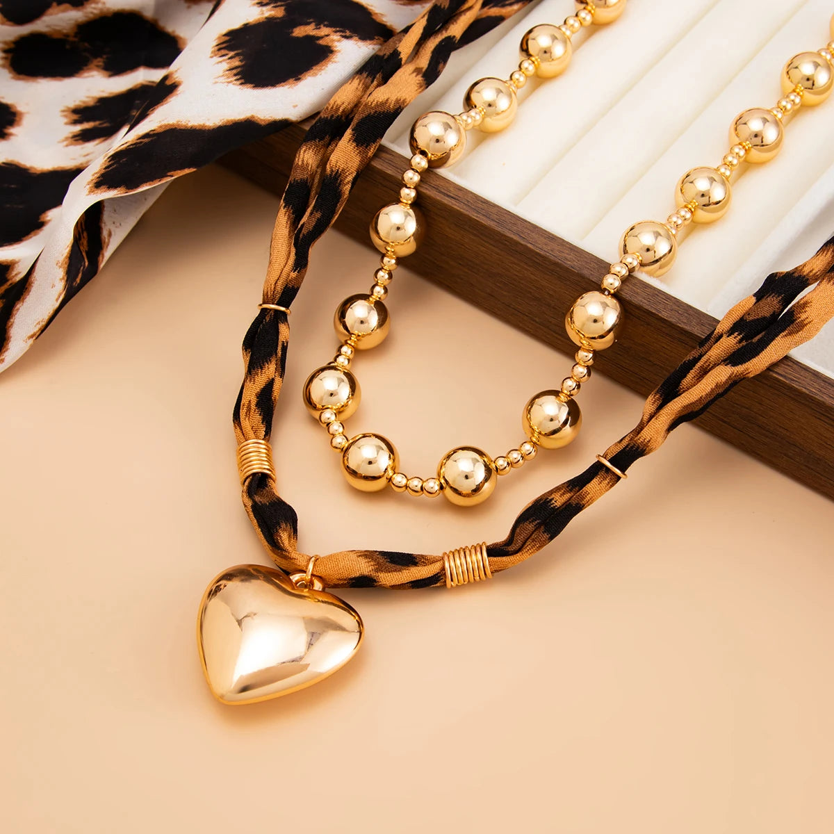 Leopard Heart Pendant Necklace
