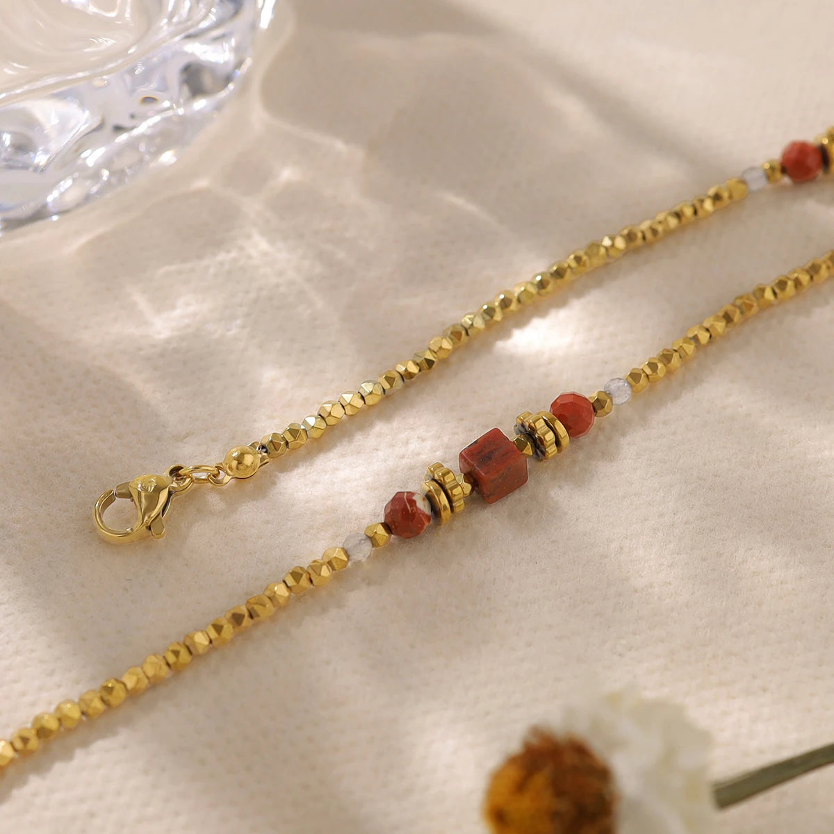 Red Stone Beaded Bracelet