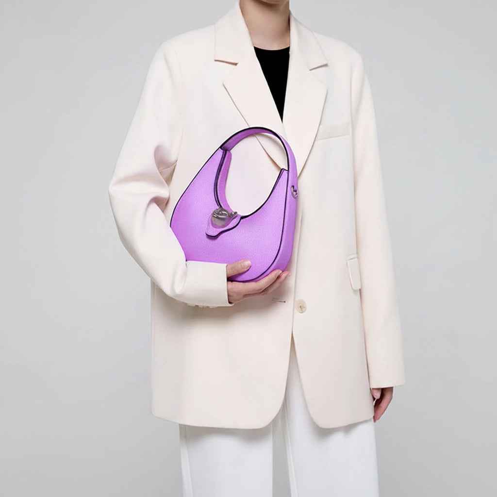 Purple Leather Shoulder Bag